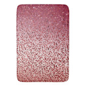 Red Blush Pink Glitzer Sparkard Leopard Print Badematte (Vorderseite Vertikal)