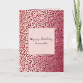 Red Blush Pink Glitzer Sparkard Leopard Print Karte (Vorderseite)