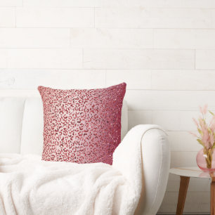 Red Blush Pink Glitzer Sparkard Leopard Print Kissen