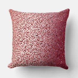 Red Blush Pink Glitzer Sparkard Leopard Print Kissen