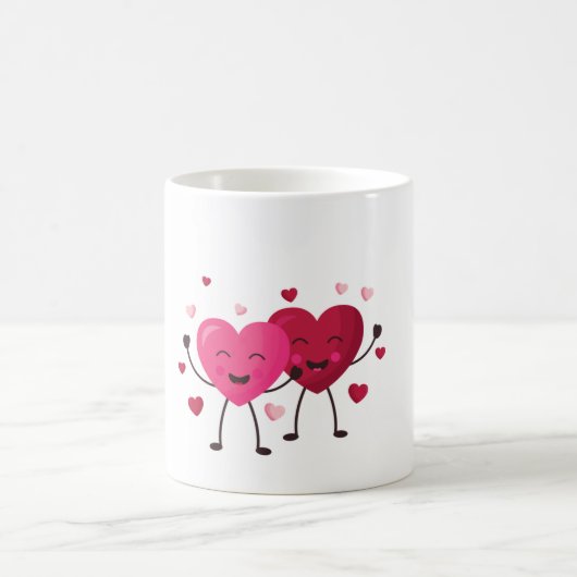 Red & Blush Pink Hearts Romantic Mug Kaffeetasse (Mittel)