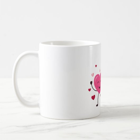 Red & Blush Pink Hearts Romantic Mug Kaffeetasse (Links)