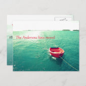 Red Boat im Lake Change of Address Ankündigungspostkarte (Vorne/Hinten)