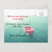 Red Boat im Lake Change of Address Ankündigungspostkarte (Rückseite)