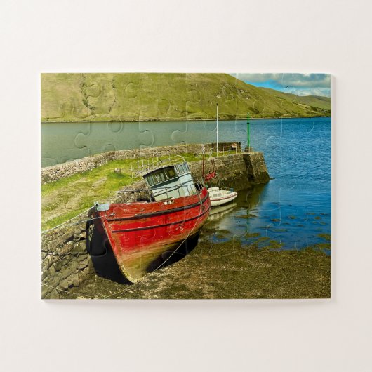 Red Boat in Lowtide Puzzle (Horizontal)