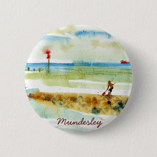 Red Boat in Mundesley, Norfolk Button