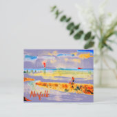 Red Boat on beach in Mundesley, Norfolk Postcard Postkarte (Stehend Vorderseite)