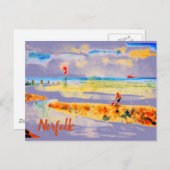 Red Boat on beach in Mundesley, Norfolk Postcard Postkarte (Vorne/Hinten)