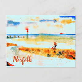 Red Boat on beach in Mundesley, Norfolk Postkarte