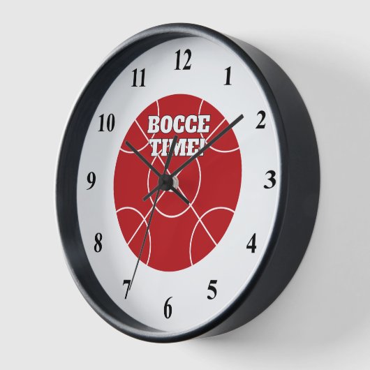Red Bocce Ball Wanduhr mit benutzerdefiniertem Tex (Winkel)