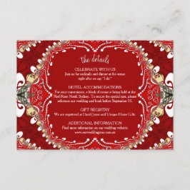 Red Bohemisch Batik Monogram Wedding Begleitkarte
