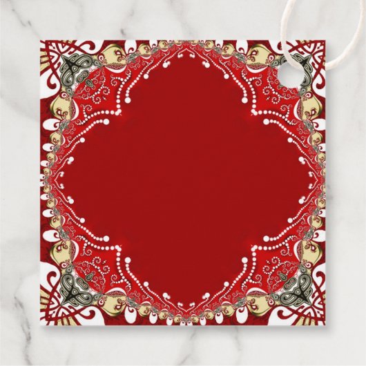 Red Bohemisch Batik Monogram Wedding Geschenkanhänger (Rückseite)