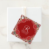 Red Bohemisch Batik Monogram Wedding Geschenkanhänger (Beispiel)