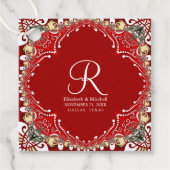 Red Bohemisch Batik Monogram Wedding Geschenkanhänger (Vorderseite)
