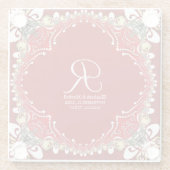 Red Bohemisch Batik Monogram Wedding Glasuntersetzer (Rückseite)