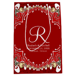 Red Bohemisch Batik Monogram Wedding Mittlere Geschenktüte