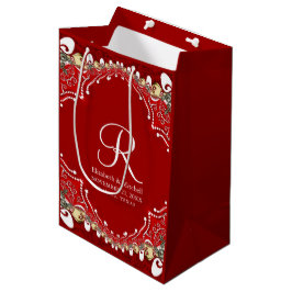 Red Bohemisch Batik Monogram Wedding Mittlere Geschenktüte