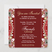 Red Bohemisch Special Party Einladung (Rückseite)