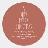 Red Boho A Sehr frohe Weihnachten Umschlag Aufkleb Runder Aufkleber (Vorderseite)