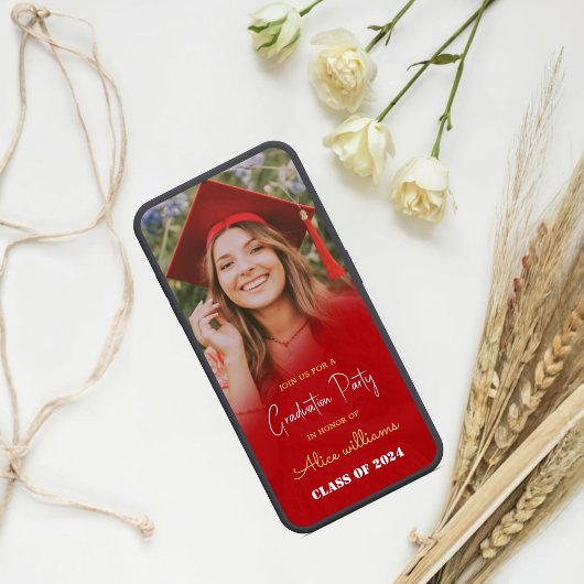 Red Boho Abschluss Class of 2024 Einladung