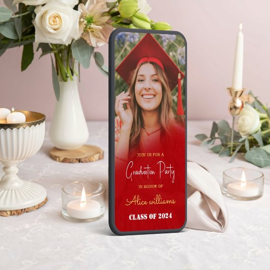 Red Boho Abschluss Class of 2024 Einladung