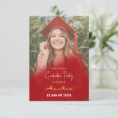 Red Boho Abschluss Class of 2024 Einladung (Stehend Vorderseite)