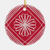 Red Boho Abstrakt Pattern Blume Weihnachtsbaum Keramik Ornament (Vorne)