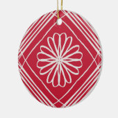 Red Boho Abstrakt Pattern Blume Weihnachtsbaum Keramik Ornament (Links)