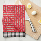 Red Boho Bandana Print Geschirrtuch (Viertel Falte)