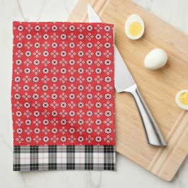 Red Boho Bandana Print Geschirrtuch