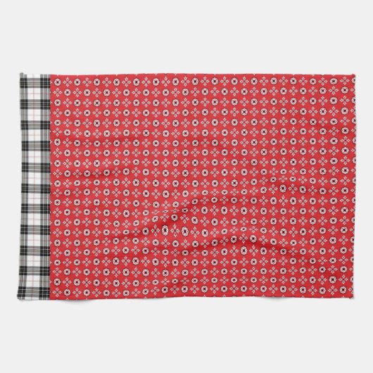 Red Boho Bandana Print Geschirrtuch (Horizontal)