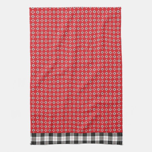 Red Boho Bandana Print Geschirrtuch (Vertikal)