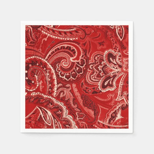 Red Boho Chic Retro Hippy Paisley Bandanna Serviette (Vorderseite)