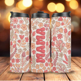 Red Boho Floral Mama Thermosbecher