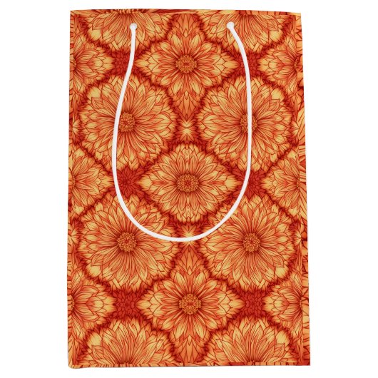 RED BOHO FLORAL PATTERN MITTLERE GESCHENKTÜTE (Vorderseite)