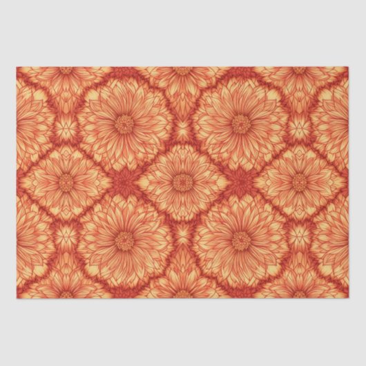 RED BOHO FLORAL PATTERN SEIDENPAPIER (Vorderseite)