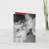 Red Boho Floral Peacock Double Xi Chinesische Hoch Dankeskarte (Rückseite)