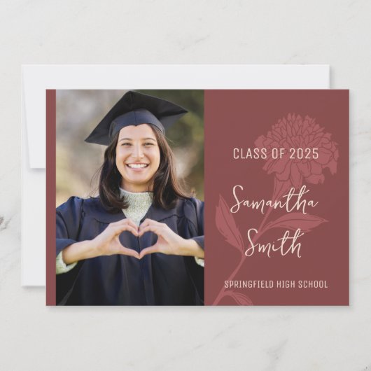 Red Boho Foto Einladung (Vorderseite)