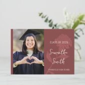 Red Boho Foto Einladung (Stehend Vorderseite)