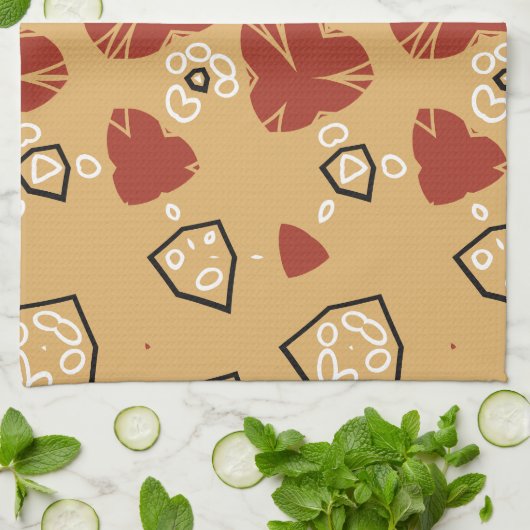 Red Boho Geometric Abstrakt 2 Geschirrtuch (Gefaltet)