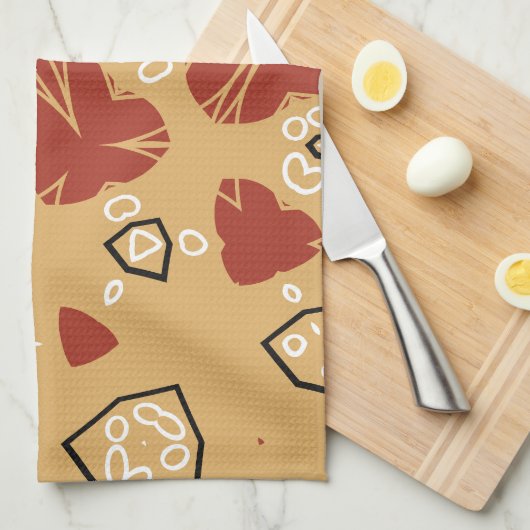 Red Boho Geometric Abstrakt 2 Geschirrtuch (Viertel Falte)