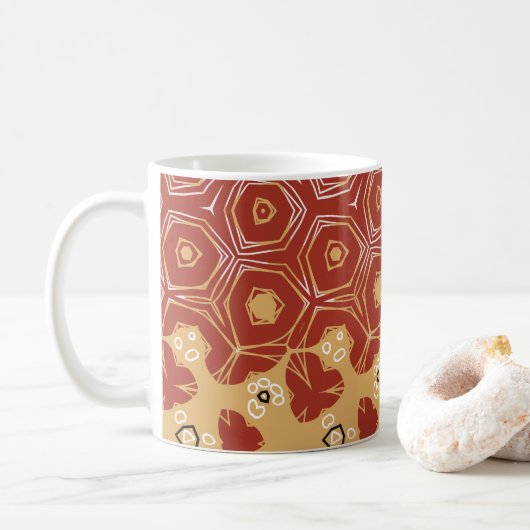 Red Boho Geometric Abstrakt 2 Kaffeetasse (Mit Donut)