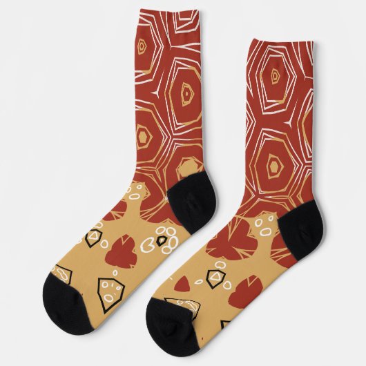 Red Boho Geometric Abstrakt 2 Socken (Linkes Detail)