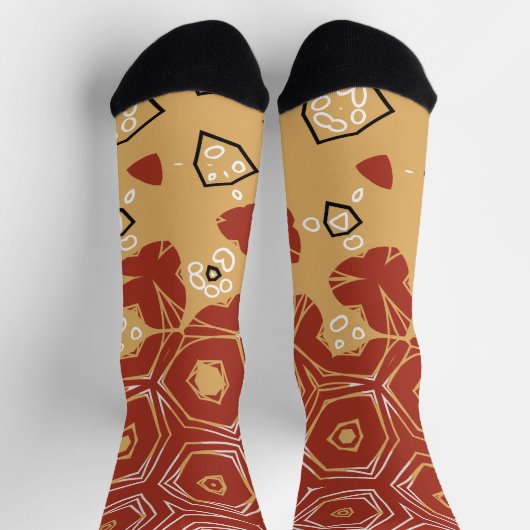 Red Boho Geometric Abstrakt 2 Socken (Oben)