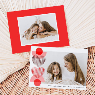 Red Boho Hearts Foto Valentinstag Feiertagskarte