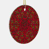 Red Boho Mandala Geometric Rosette Retro Hippie Keramik Ornament (Rechts)