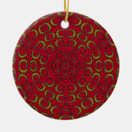 Red Boho Mandala Geometric Rosette Retro Hippie Keramik Ornament