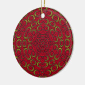 Red Boho Mandala Geometric Rosette Retro Hippie Keramik Ornament (Links)