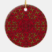Red Boho Mandala Geometric Rosette Retro Hippie Keramik Ornament (Hinten)