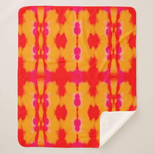 Red Boho Mode. Persischer Teppich. Wasserfarbschic Sherpadecke (Vorderseite)